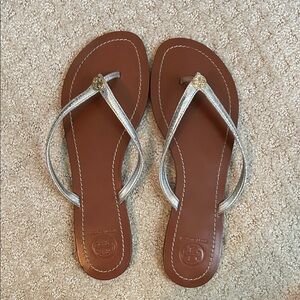 Tory Burch Silver and Brown Sandals